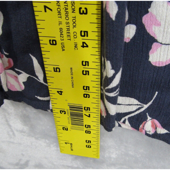 Billabong Fluttering Heart Jumpsuit Size L Blue Pink Floral Print Pockets V-Neck - Picture 9 of 12